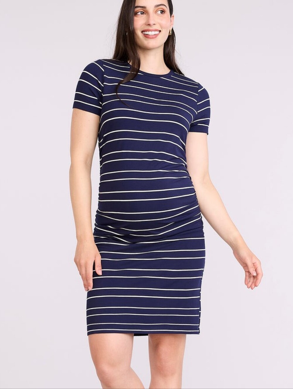 Motherhood Maternity Ruched Bodycon Mini T-shirt Dress
